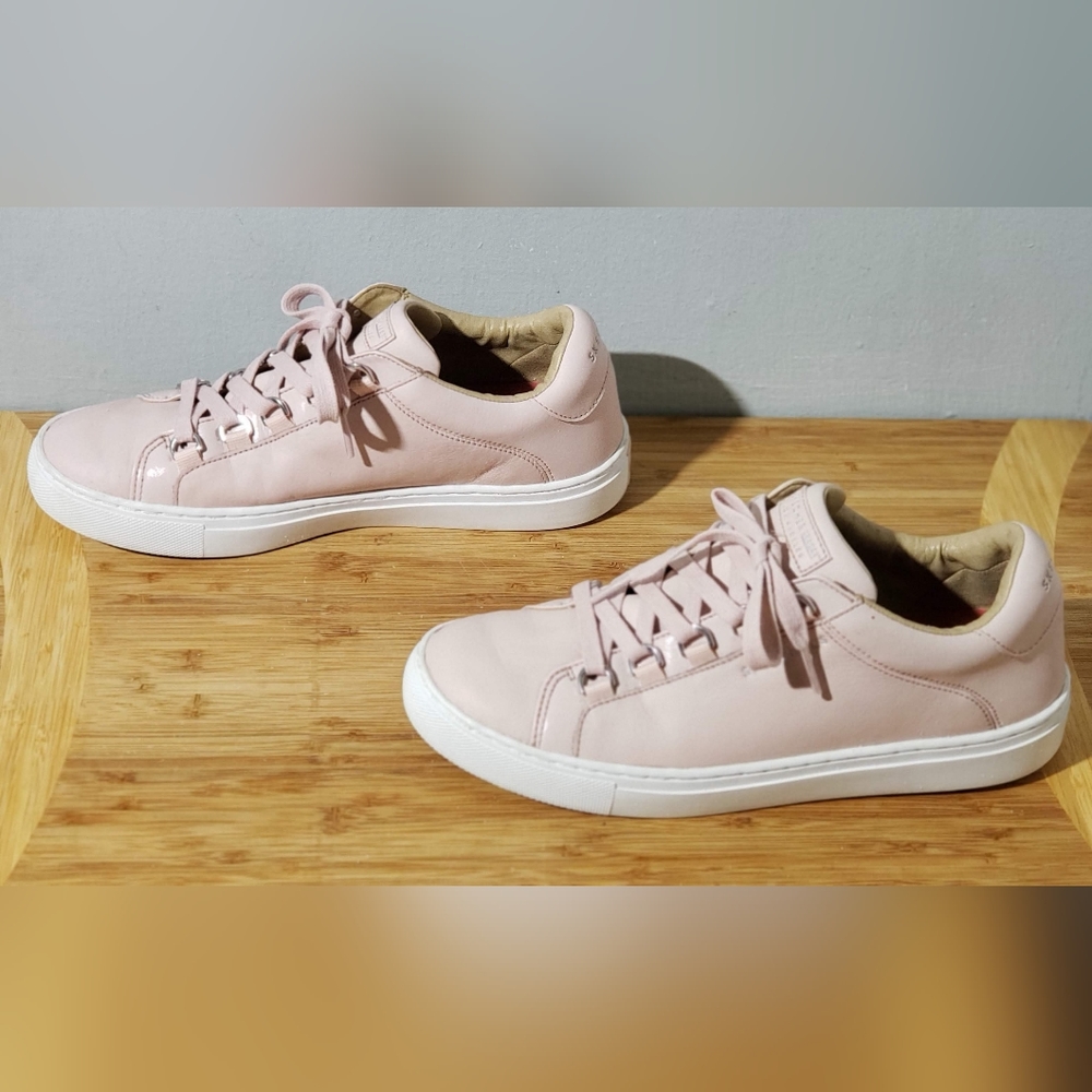 Skechers 73532 Street Los Angeles Rise Fit Pink Leather Shoes Sz 8.5